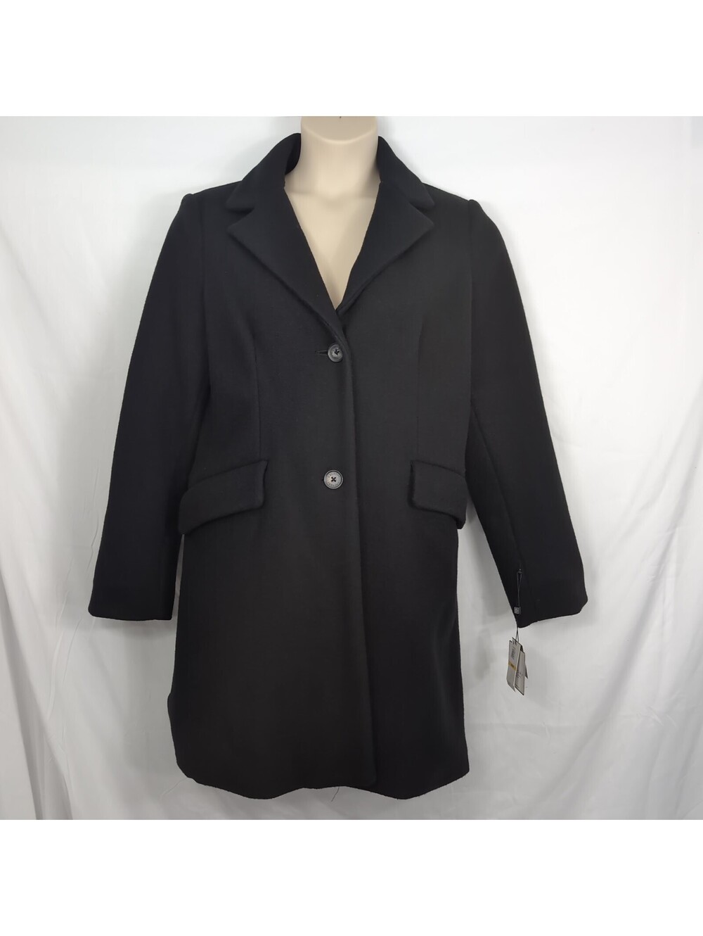 Laundry by Shelli Segal Single-Breasted Walker Coat Black Size Medium NWT